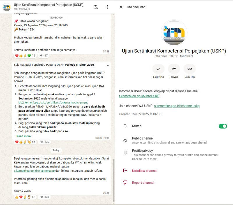 #PMK55Bagi yang penasaran mengenai uji kompetensi untuk mendapatkan Surat Keterangan Kompetensi (SKT), silakan bergabung ke WA channel ini. Ajak kawan yang lain bergabung melalui ✅  s.kemenkeu.go.id/channeluskp dan   follow instagram instagram.com/pusbin.jfpm.Informasi penting akan disampaikan melalui kanal ini dan media sosial resmi tersebut—t.me/FAQcoretax