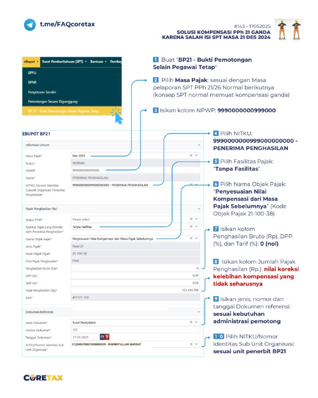 Contoh pengisian BP21 sesuai FAQ 143