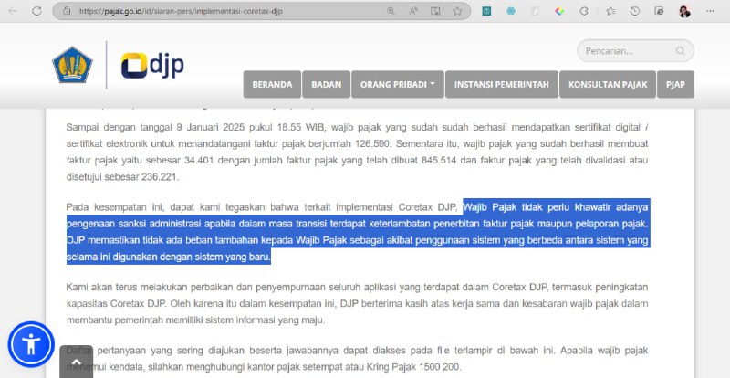 Berdasarkan rilis keterangan dari sumber pajak.go.id: