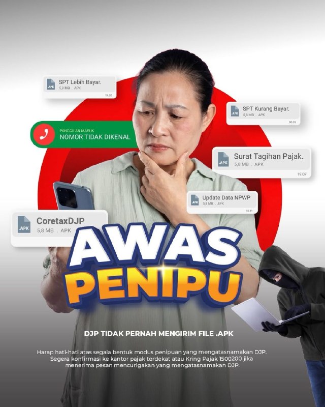 📱 LAPOR SPT TAHUNAN CORETAX VIA HP SEKARANG BISA!🔎 LANGKAH:1. Install aplikasi M-Pajak dari Google Play Store atau iOS App Store.2. Login menggunakan akun Coretax DJP Anda.3. Pilih menu SPT.4. Isi dan kirimkan laporan pajak sesuai dengan panduan yang tersedia.✅ JANGAN LUPA:• Pastikan Anda mengunduh aplikasi M-Pajak hanya melalui Playstore atau Appstore. (HATI HATI)• Kriteria: Fitur ini saat ini diperuntukkan bagi WP Orang Pribadi Pegawai/Karyawan dengan penghasilan dari Satu Pemberi Kerja.• Status SPT: Hanya untuk SPT Normal (Bukan Pembetulan) dan berstatus Nihil.📲  TUTORIAL LENGKAP, kunjungi:🔗 s.kemenkeu.go.id/SPTMpajak--t.me/FAQcoretax📱 LAPOR SPT TAHUNAN CORETAX VIA HP SEKARANG BISA!🔎 LANGKAH:1. Install aplikasi M-Pajak dari Google Play Store atau iOS App Store.2. Login menggunakan akun Coretax DJP Anda.3. Pilih menu SPT.4. Isi dan kirimkan laporan pajak sesuai dengan panduan yang tersedia.✅ JANGAN LUPA:• Pastikan Anda mengunduh aplikasi M-Pajak hanya melalui Playstore atau Appstore. (HATI HATI)• Kriteria: Fitur ini saat ini diperuntukkan bagi WP Orang Pribadi Pegawai/Karyawan dengan penghasilan dari Satu Pemberi Kerja.• Status SPT: Hanya untuk SPT Normal (Bukan Pembetulan) dan berstatus Nihil.📲  TUTORIAL LENGKAP, kunjungi:🔗 s.kemenkeu.go.id/SPTMpajak--t.me/FAQcoretax