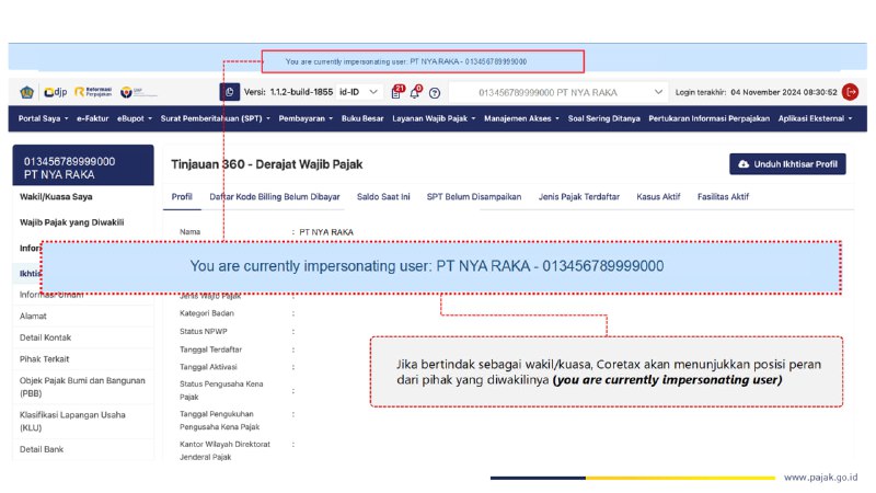 12. Bagaimana cara bertindak atas nama Badan bila PIC Utama/Wakil/Kuasa telah login NIK orang pribadinya di CORETAX?#ManajemenAkses