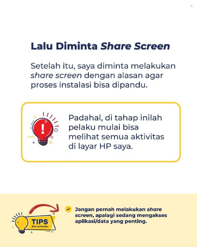 Penipu menyamar jadi petugas DJP, menyebutkan datamu dengan benar, lalu meminta share screen untuk bantuan Coretax.Begitu kamu share screen, saldo rekeningmu dalam bahaya! DJP tidak pernah meminta akses layar atau meminta kamu meng-install aplikasi sembarangan. Jika ada yang meminta hal tersebut, HAMPIR PASTI ITU PENIPUAN.Sebarkan informasi ini ke keluarga dan teman terdekat agar tidak ada lagi korban jatuh! 🤜🤛Penipu menyamar jadi petugas DJP, menyebutkan datamu dengan benar, lalu meminta share screen untuk bantuan Coretax.Begitu kamu share screen, saldo rekeningmu dalam bahaya! DJP tidak pernah meminta akses layar atau meminta kamu meng-install aplikasi sembarangan. Jika ada yang meminta hal tersebut, HAMPIR PASTI ITU PENIPUAN.Sebarkan informasi ini ke keluarga dan teman terdekat agar tidak ada lagi korban jatuh! 🤜🤛