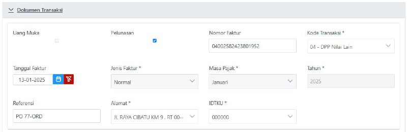 #PelunasanIlustrasi Perekaman FP Pelunasan dan Cetakan PDFUpdate 1 Mei 2025Tahapan Pembayaran Pelunasan 2 juta -> Terhitung otomatis di sistem di mana tertulis 2.24jt di baris pelunasan dan DPP Nilai Lain 1.8 juta. Penjelasan: 