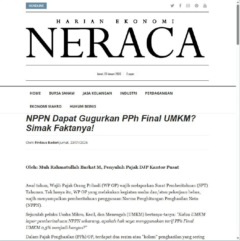 Sejak akhir tahun 2025 hingga saat ini, saya banyak mendengar kegelisahan rekan-rekan UMKM.  Masa berlaku PPh Final 0.5% bagi Orang Pribadi terasa semakin dekat batasnya, bahkan sudah ada yang melewati batas 7 tahun, sementara di sisi lain, terdapat rencana perpanjangan yang hingga kini aturannya belum kunjung terbit.Situasi 