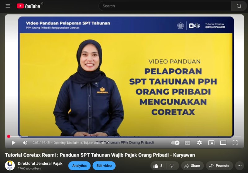 Just release:Video Tutorial Pelaporan SPT Tahunan PPh Orang Pribadi bagi Karyawan (Pegawai Tetap) satu pemberi kerja