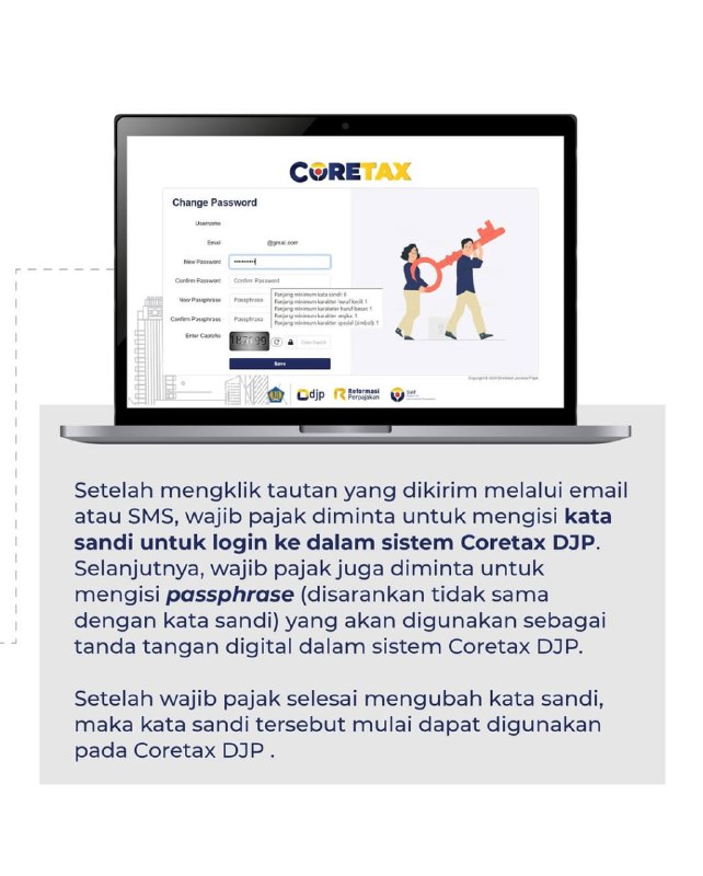🔔 PRAIMPLEMENTASI CORETAX DJP:Wajib Pajak dapat Login Lebih AwalCoretax DJP akan mulai diimplementasikan pada 1 Januari 2025! Masa praimplementasi berlangsung pada 16–31 Desember 2024, dan wajib pajak sudah bisa log in ke sistem Coretax DJP mulai 24 Desember 2024 melalui tautan: 