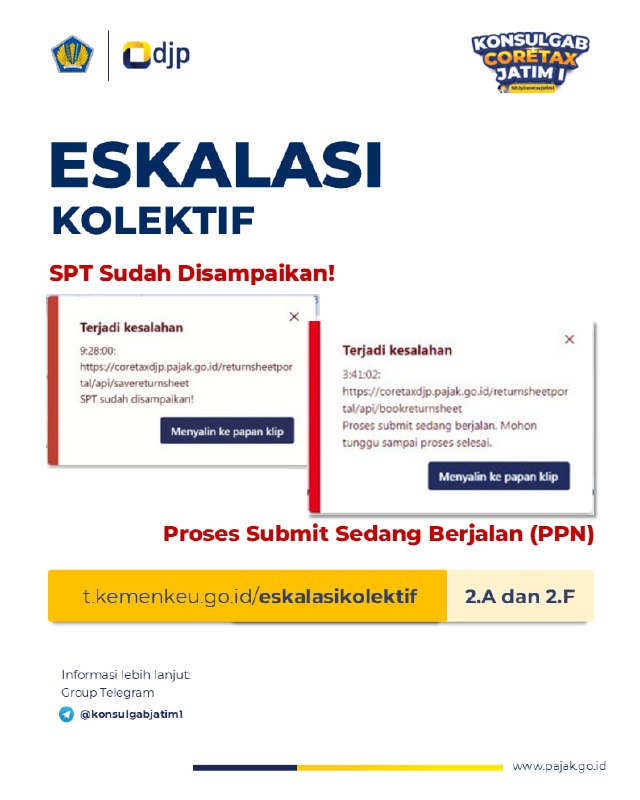 🚨 #EskalasiKolektifUpdate saluran eskalasi t.kemenkeu.go.id/eskalasikolektifBagi PKP yang dari tanggal 19 Juli masih mengalami error 