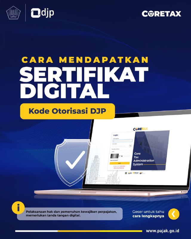 46. Bagaimana cara membuat kode otorisasi atau sertifikat elektronik untuk digunakan sebagai tanda tangan elektronik di Coretax?#KodeOtorisasi  Cara Membuat Kode Otorisasi di Coretax  Ikuti langkah-langkah berikut untuk membuat Kode Otorisasi DJP:  1️⃣ Masuk ke akun Coretax Anda menggunakan ID Pengguna dan Kata Sandi.     - Masukkan kode Captcha, lalu klik 