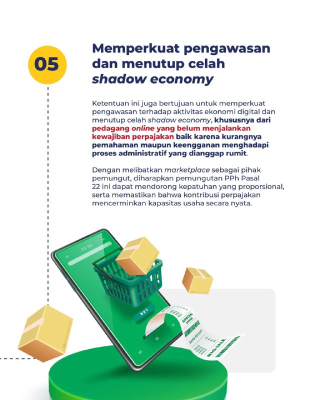 Bukan Pajak Baru, Hanya Cara Pemungutannya yang Berubah.Buat Kawan Pajak yang jualan online, yuk pahami poin penting dari PMK 37/2025 tentang pemungutan PPh Pasal 22 oleh marketplace:1️⃣ Bukan Pajak Baru!Sekarang, PPh yang dulu dibayar sendiri, kini bisa langsung dipotong/diambil oleh marketplace tempat kamu jualan.2️⃣ UMKM dengan Omzet ≤ Rp500 Juta Tetap Bebas PajakPedagang orang pribadi dengan omzet hingga Rp500 juta setahun, tetap TIDAK DIPUNGUT PPh Pasal 22.3️⃣ Lebih Mudah & PraktisPembayaran pajak makin mudah karena sudah terintegrasi di platform marketplace.4️⃣ Adil untuk Semua PedagangSistem ini menyetarakan perlakuan pajak antara pedagang online dan offline. Bukan beban pajak baru.5️⃣ Pengawasan Lebih Kuat, Shadow Economy TertutupAturan ini membantu DJP meningkatkan kepatuhan pajak dan menutup celah shadow economy, khususnya buat yang selama ini belum patuh.Kesimpulan:PMK 37/2025 TIDAK menambah jenis pajak baru, hanya mengubah cara pemungutannya supaya lebih sederhana, adil, dan mudah. Jangan khawatir, UMKM tetap aman dari pungutan pajak selama omzet di bawah Rp500 juta setahun.—t.me/FAQcoretaxBukan Pajak Baru, Hanya Cara Pemungutannya yang Berubah.Buat Kawan Pajak yang jualan online, yuk pahami poin penting dari PMK 37/2025 tentang pemungutan PPh Pasal 22 oleh marketplace:1️⃣ Bukan Pajak Baru!Sekarang, PPh yang dulu dibayar sendiri, kini bisa langsung dipotong/diambil oleh marketplace tempat kamu jualan.2️⃣ UMKM dengan Omzet ≤ Rp500 Juta Tetap Bebas PajakPedagang orang pribadi dengan omzet hingga Rp500 juta setahun, tetap TIDAK DIPUNGUT PPh Pasal 22.3️⃣ Lebih Mudah & PraktisPembayaran pajak makin mudah karena sudah terintegrasi di platform marketplace.4️⃣ Adil untuk Semua PedagangSistem ini menyetarakan perlakuan pajak antara pedagang online dan offline. Bukan beban pajak baru.5️⃣ Pengawasan Lebih Kuat, Shadow Economy TertutupAturan ini membantu DJP meningkatkan kepatuhan pajak dan menutup celah shadow economy, khususnya buat yang selama ini belum patuh.Kesimpulan:PMK 37/2025 TIDAK menambah jenis pajak baru, hanya mengubah cara pemungutannya supaya lebih sederhana, adil, dan mudah. Jangan khawatir, UMKM tetap aman dari pungutan pajak selama omzet di bawah Rp500 juta setahun.—t.me/FAQcoretax