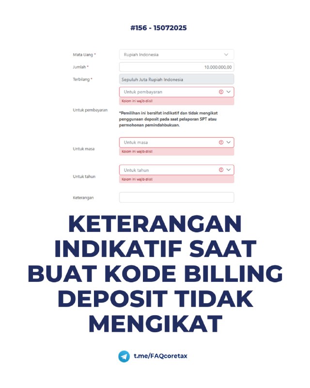 #Pembayaran156. Saat mengisi deposit terdapat tambahan kolom yang wajib diisi meliputi 