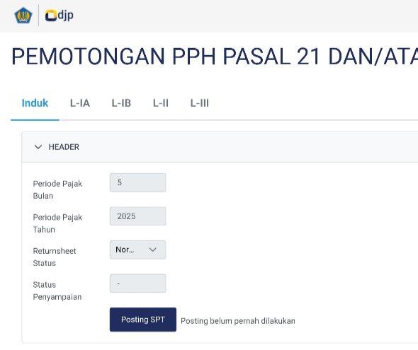 Coba cek apa yang baru dalam SPT 21 nya Ada yang lihat?Benar. Tombol Posting. 👌Silakan dicoba untuk menarik data BP yang belum tertarik dari grid bukti pemotongan ke dalam SPT-nya..Semoga berhasil--t.me/FAQcoretax