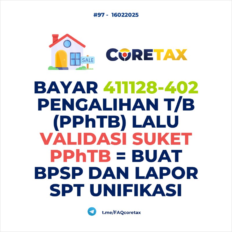 97. Apakah PPh atas pengalihan tanah dan bangunan (411128-402) diperlukan pembuatan Bupot setor sendiri? Saya lihat kode pajak di bupot setor sendiri tidak ada pilihan penghasilan atas pengalihan tanah dan bangunan, hanya penghasilan sewa tanah dan bangunan. #pembayaran #PHTB