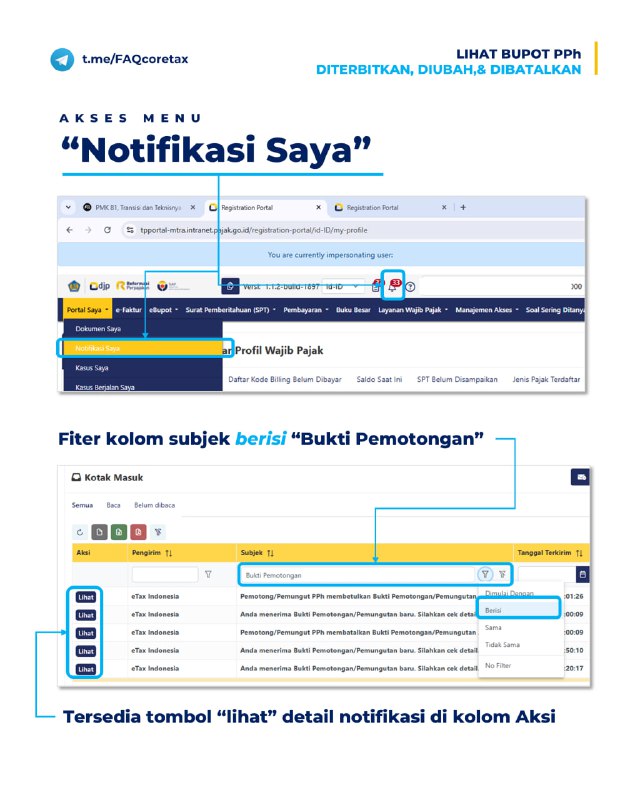 53. Bagaimana cara lihat dan unduh Bukti Pemotongan PPh (Bupot) yang diterbitkan oleh Lawan Transaksi di Coretax? Apakah kami menerima notifikasi kalau lawan transaksi melakukan perubahan atau pembatalan?#eBupot21 #eBupotUnifikasi