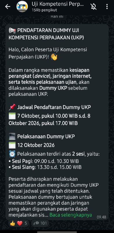 #PMK44 #PMK55Ikuti saluran Uji Kompetensi Perpajakan (UKP) Official di WhatsApp, biar tidak ketinggalan terkait info terkait Uji Kompentensi Pihak Lain/Kuasa 