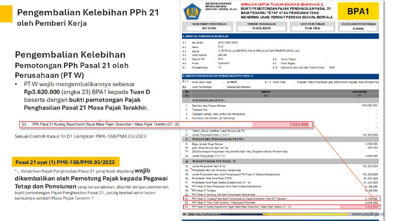 #Reminder #HakWP #PajakTHRLagi rame ya soal pajak THR. Kalau saya lihat, ada tiga tipe orang yang ramein:1. Yang belum ngeh kalau THR itu memang objek pajak.  2. Yang kaget lihat potongan pajaknya.  3. Yang santai, “ya udahlah, yang penting THR cair”.  Untuk yang nomor satu, wajar banget kalau bingung atau kurang nyaman. Toh, kalau orang ikhlas bayar pajaknya, ga akan ada UU, sanksi bunga, pidana, sampai tahanan badan. Hehe. Jadi, silakan bertanya, pasti dapat jawabannya, THR itu termasuk objek pajak. Namanya aja penghasilan 😁Tapi saya mau sharing sedikit sama teman-teman, khususnya yang masuk kategori kedua, yang merasa pajak THR-nya kok besar banget.  Sejak ada TER (Tarif Efektif Rata-rata), tarif pajak yang dipakai itu ngikutin besaran penghasilan bruto. Nah, karena pas THR kita terima penghasilan lebih besar dari biasanya, otomatis TER-nya ikut naik. Jadi potongannya terlihat lebih besar. Ini memang cara kerjanya sesuai aturan (PMK-168/2023).  Tapi jangan lupa: TER itu cuma sementara.  Sebagai pegawai tetap (kecuali yang dapat fasilitas DTP), kita punya hak untuk dapat pengembalian kalau selama setahun ternyata pajak yang dipotong kelebihan (PPh terutang setahun lebih kecil dari yang sudah dipotong).  Disini: Perusahaan WAJIB mengembalikan kelebihan itu setelah mereka hitung ulang PPh 21 setahun, biasanya di Desember atau saat kita berhenti bekerja. Ini bukan kebijakan perusahaan, tapi kewajiban sesuai regulasi Pasal 21 ayat (1) PMK-168/PMK.03/2023.  Dan lucunya, ketika saya edukasi, banyak banget karyawan yang nggak sadar kalau di Bukti Pemotongan A1 mereka sebenarnya ada angka “cuan” berupa PPh 21 Lebih Bayar.  Nah, angka yang harus dikembalikan perusahaan itu ada di Bukti Potong BPA1 poin 23: “PPh Pasal 21 Kurang Bayar/Lebih Bayar” yang nilainya minus. Coba deh cek BPA1 masing-masing. Minus ga?Tapi nilai tersebut belum tentu dikembalikan semua, terutama bagi PPPK atau pegawai sektor pariwisata yang dapat fasilitas PMK-72, karena bisa jadi pemotongan TER nya pernah ada yang DTP.Buat perusahaan atau pemberi kerja, apalagi yang tidak menerapkan gross-up (PPh 21 ditanggung perusahaan):Tolong jangan sampai “have your cake and eat it too”. Kalau sudah dapat kompensasi berupa pengurang penyetoran PPh 21, ya kembalikanlah kelebihan potongan itu ke karyawan. Itu bagian dari penghasilan mereka yang seharusnya diterima, bukan jadi “bonus” buat perusahaan.  Tolong bagi Pengawas/Pemeriksa, cekin ya oknum perusahaan yang nahan kelebihan dipotongnya ini. Intinya, ga perlu kaget THR besar, Pajak THR besar itu mungkin SEMENTARA. Jika lebih dipotong, pastikan kita menerima kelebihan dipotong. Bisa jadi diberikan, kita aja ga sadar. Bisa juga gak, makanya komunikasikan.Semoga yang belum dapat THR, THR nya segera masuk. Amiin!- Rahmatullah Barkat—t.me/FAQcoretax