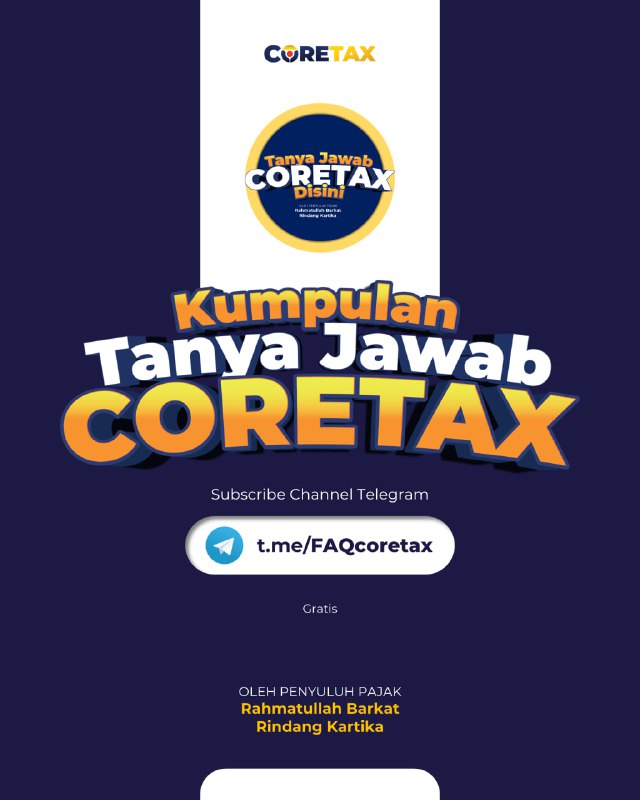 Sebelum lanjut ke FAQ nomor 101 Kami ingin reminder, bahwa kumpulan tanya jawab di sini adalah refleksi pendapat kami pribadi Semua jawaban sebelumnya, bisa berubah, sesuai pengembangan aplikasi dan aturan. Semua saya yakin demi kebaikan Wajib Pajak, petugas pajak. Di kesempatan ini, silakan bagi yang merasa jawabannya bermanfaat. Mohon kiranya untuk diberitahu ke rekan kerjanya, teman pegawai. Intinya: channel ini boleh buat siapa saja bagi yang butuh. Bebas dishare. Kecuali dipakai buat komersil. Harus ijin kami ya. ✨ Sharenya cukup dengan tautan: 👉 t.me/FAQcoretaxItu saja, terima kasih!Mari kita lanjut ke FAQ 101.. 