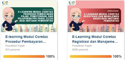 #Gratis #eLearning #InstansiPemerintah📢 Pemberitahuan Program E-Learning Coretax untuk Instansi PemerintahSalam sehat Bapak/Ibu Wajib Pajak Instansi Pemerintah,Pusdiklat Pajak telah merilis program e-learning terbuka (open access) yang dapat diakses oleh seluruh instansi pemerintah.Berikut e-learning yang dapat diikuti:1️⃣ E-Learning Coretax – Registrasi & Manajemen Akses Instansi Pemerintah🔗 