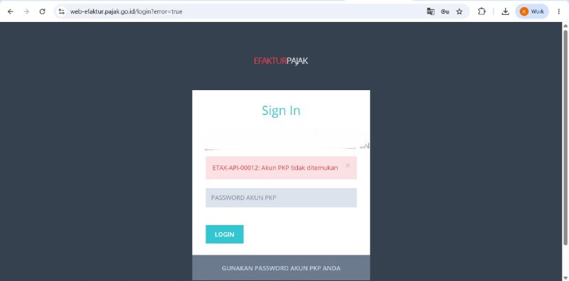 #PKPBagi PKP yang terdampak perpindahan jabatan KPP dan butuh mengakses Web e-Faktur, namun muncul error dengan keterangan 