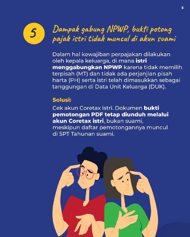 #KawanPajak Dengan Coretax, data yang dilaporkan perusahaan, langsung muncul di akunmu. Kalau nggak muncul, berarti ada beberapa hal yang bisa kamu lakukan. Cek sinkronisasi data dan NIK-mu. Konfirmasi juga ke pemberi kerja. Tapi ingat, kalau ternyata ada indikasi perusahaan potong gaji tapi tidak setor pajak, jangan takut untuk lapor! Untuk konfirmasi dan informasi lebih lanjut, silakan hubungi Kring Pajak 1500200, @kringpajak1500200, dan Helpdesk Kantor Pajak terdekat.Source IG ditjenpajakri--t.me/FAQcoretax#KawanPajak Dengan Coretax, data yang dilaporkan perusahaan, langsung muncul di akunmu. Kalau nggak muncul, berarti ada beberapa hal yang bisa kamu lakukan. Cek sinkronisasi data dan NIK-mu. Konfirmasi juga ke pemberi kerja. Tapi ingat, kalau ternyata ada indikasi perusahaan potong gaji tapi tidak setor pajak, jangan takut untuk lapor! Untuk konfirmasi dan informasi lebih lanjut, silakan hubungi Kring Pajak 1500200, @kringpajak1500200, dan Helpdesk Kantor Pajak terdekat.Source IG ditjenpajakri--t.me/FAQcoretax
