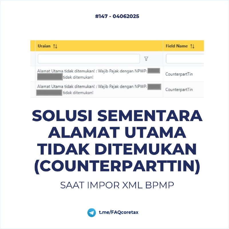 147. Saat coba import XML BPMP, gagal dengan keterangan 