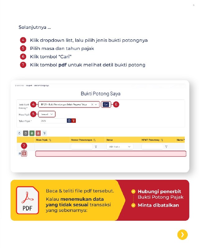#FakturPajak #Coretax #BuktiPotong #PengaduanDJP254. KOK ADA FAKTUR PAJAK ATAS NAMA SAYA, PADAHAL NGGAK PERNAH TRANSAKSI?Pernah kaget tiba-tiba nemu data Faktur Pajak atau Bukti Potong atas nama dan NPWP Anda, padahal merasa nggak pernah beli barang atau melakukan transaksi tersebut? Kabar baiknya, sekarang seluruh data Faktur Pajak dan Bukti Potong pajak memang sudah terintegrasi penuh di Coretax DJP. Artinya, sistem yang baru ini bikin transaksi jauh lebih transparan. Anda bisa dengan mudah memantau dan mengecek sendiri apakah data yang tercatat di sistem benar-benar sesuai dengan transaksi riil Anda.❓ LALU, BAGAIMANA JIKA MENEMUKAN DATA YANG TIDAK SESUAI / FIKTIF?Jangan panik, segera lakukan 2 langkah penyelesaian berikut:1️⃣ Konfirmasi ke Pihak PenerbitSegera hubungi perusahaan atau pihak lawan transaksi yang menerbitkan Faktur Pajak/Bukti Potong tersebut. Sampaikan bahwa Anda tidak pernah melakukan transaksi, lalu minta mereka untuk segera MEMBATALKAN dokumen tersebut di sistem. (Bisa jadi ini hanya human error atau salah ketik NPWP).2️⃣ Laporkan ke Kanal Pengaduan DJPJika pihak penerbit sulit dihubungi, tidak kooperatif, atau Anda curiga ada indikasi kesengajaan penyalahgunaan identitas, jangan didiamkan. Segera sampaikan pengaduan resmi melalui kanal pengaduan DJP (seperti Kring Pajak 1500200, email ke pengaduan@pajak.go.id, atau datang ke KPP terdekat) agar segera ditindaklanjuti.Yuk, biasakan cek profil dan data perpajakan Anda di Coretax secara berkala. Karena mencegah penyalahgunaan data akan selalu lebih baik daripada repot memperbaikinya nanti. --t.me/FAQcoretax#FakturPajak #Coretax #BuktiPotong #PengaduanDJP254. KOK ADA FAKTUR PAJAK ATAS NAMA SAYA, PADAHAL NGGAK PERNAH TRANSAKSI?Pernah kaget tiba-tiba nemu data Faktur Pajak atau Bukti Potong atas nama dan NPWP Anda, padahal merasa nggak pernah beli barang atau melakukan transaksi tersebut? Kabar baiknya, sekarang seluruh data Faktur Pajak dan Bukti Potong pajak memang sudah terintegrasi penuh di Coretax DJP. Artinya, sistem yang baru ini bikin transaksi jauh lebih transparan. Anda bisa dengan mudah memantau dan mengecek sendiri apakah data yang tercatat di sistem benar-benar sesuai dengan transaksi riil Anda.❓ LALU, BAGAIMANA JIKA MENEMUKAN DATA YANG TIDAK SESUAI / FIKTIF?Jangan panik, segera lakukan 2 langkah penyelesaian berikut:1️⃣ Konfirmasi ke Pihak PenerbitSegera hubungi perusahaan atau pihak lawan transaksi yang menerbitkan Faktur Pajak/Bukti Potong tersebut. Sampaikan bahwa Anda tidak pernah melakukan transaksi, lalu minta mereka untuk segera MEMBATALKAN dokumen tersebut di sistem. (Bisa jadi ini hanya human error atau salah ketik NPWP).2️⃣ Laporkan ke Kanal Pengaduan DJPJika pihak penerbit sulit dihubungi, tidak kooperatif, atau Anda curiga ada indikasi kesengajaan penyalahgunaan identitas, jangan didiamkan. Segera sampaikan pengaduan resmi melalui kanal pengaduan DJP (seperti Kring Pajak 1500200, email ke pengaduan@pajak.go.id, atau datang ke KPP terdekat) agar segera ditindaklanjuti.Yuk, biasakan cek profil dan data perpajakan Anda di Coretax secara berkala. Karena mencegah penyalahgunaan data akan selalu lebih baik daripada repot memperbaikinya nanti. --t.me/FAQcoretax