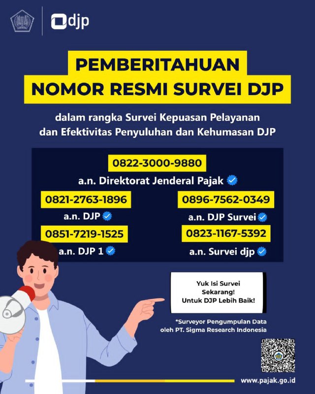 Kalau ada yang dapat survey dari DJP dan nomornya dari sini, itu resmi ya 👍